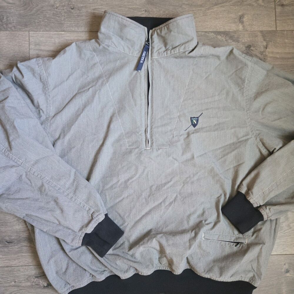Vintage Nautica Mens L Houndstooth Quarter Zip Golf Jacket Windbreaker Pullover